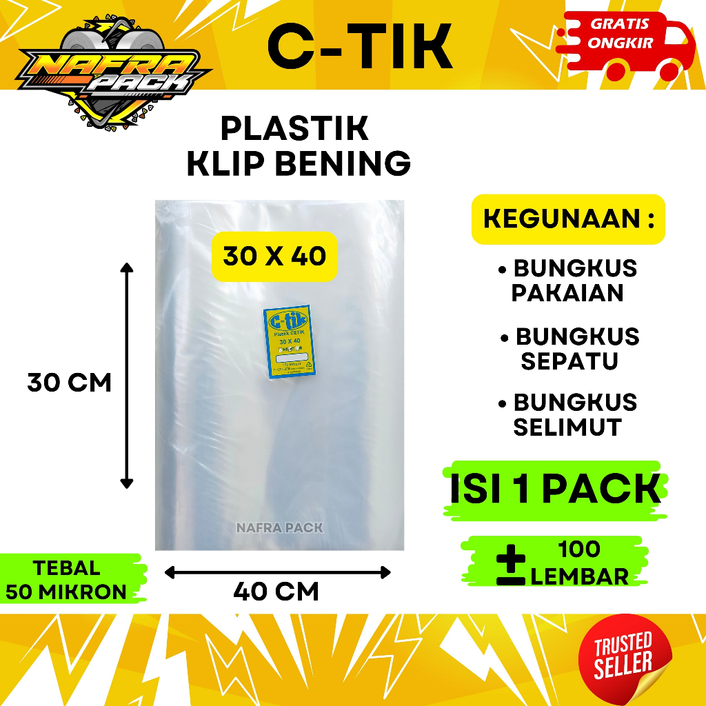 Plastik Klip bening C-TIK ukuran 30x40 plastik klip bening cetik 30x40