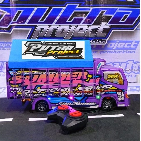 PROMO MINIATUR TRUK OLENG REMOT KONTROL MURAH FLL VARI LAMPU DAN TERPAL