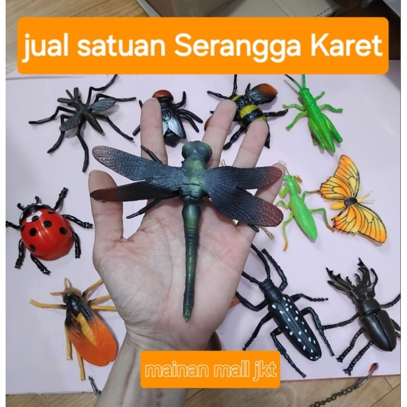 Hewan serangga mainan edukasi karet big size - animal serangga buat prank - kecoa karet capung kupu2