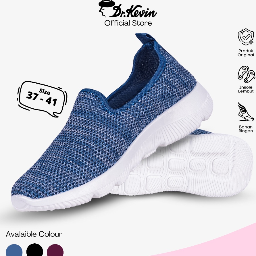 berkualitas Dr Kevin Sepatu Olahraga Wanita Sneakers Flyknit Slip On 58939