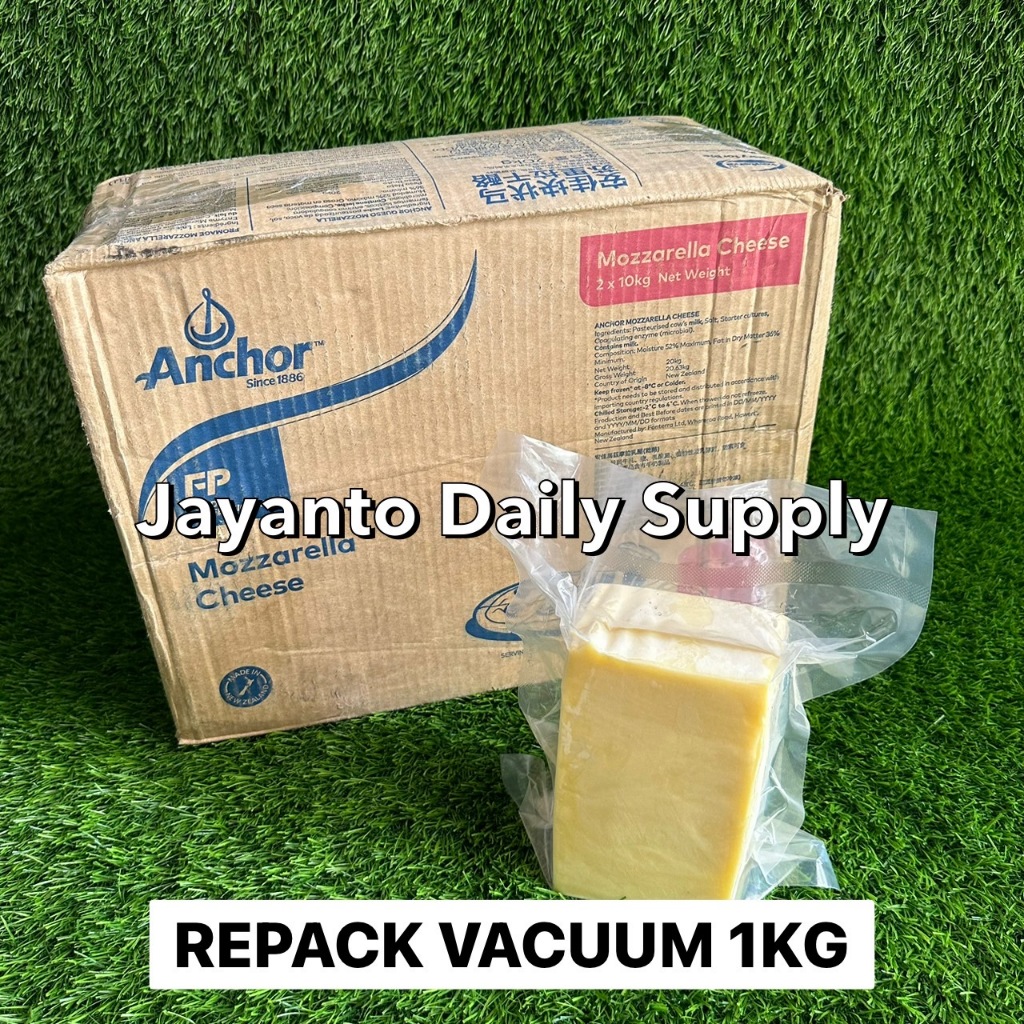

ANCHOR MOZZARELLA CHEESE 1KG REPACK / KEJU MOZARELLA IMPORT NEW ZEALAND - 100% HALAL