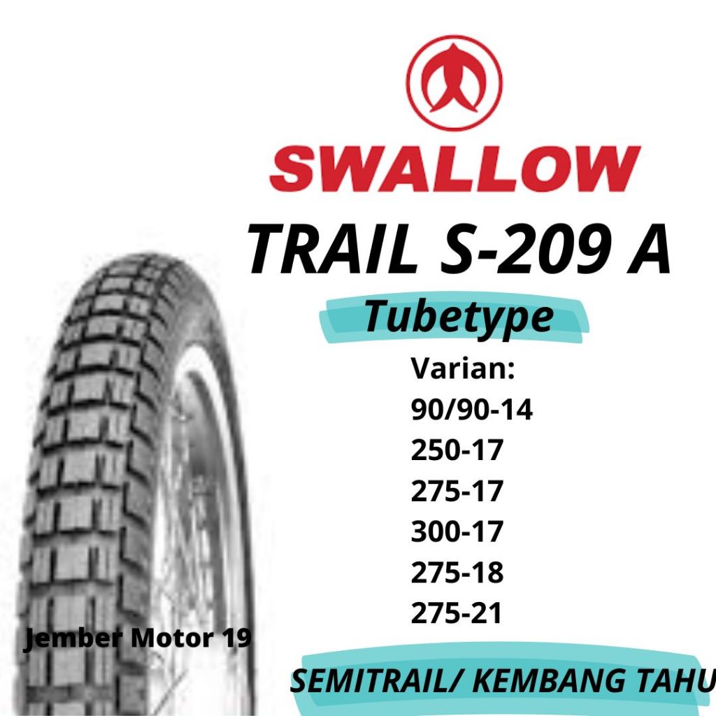 BAN SWALLOW TRAIL 90/90-14, 250-17,275-17,300-17,275-18, 275-21 S209 (BAN TUBETYPE/ BAN BIASA MOTIF 
