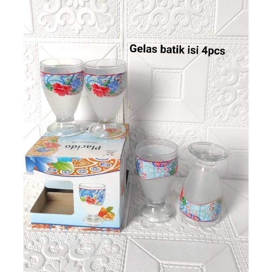 Gelas motif Batik / mug cangkir kaca