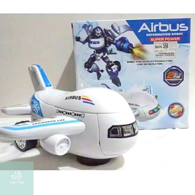 Mainan Pesawat Robot Baterai Mainan Anak Pesawat Airbus Transform Berubah Jadi Robot Airbus Robot