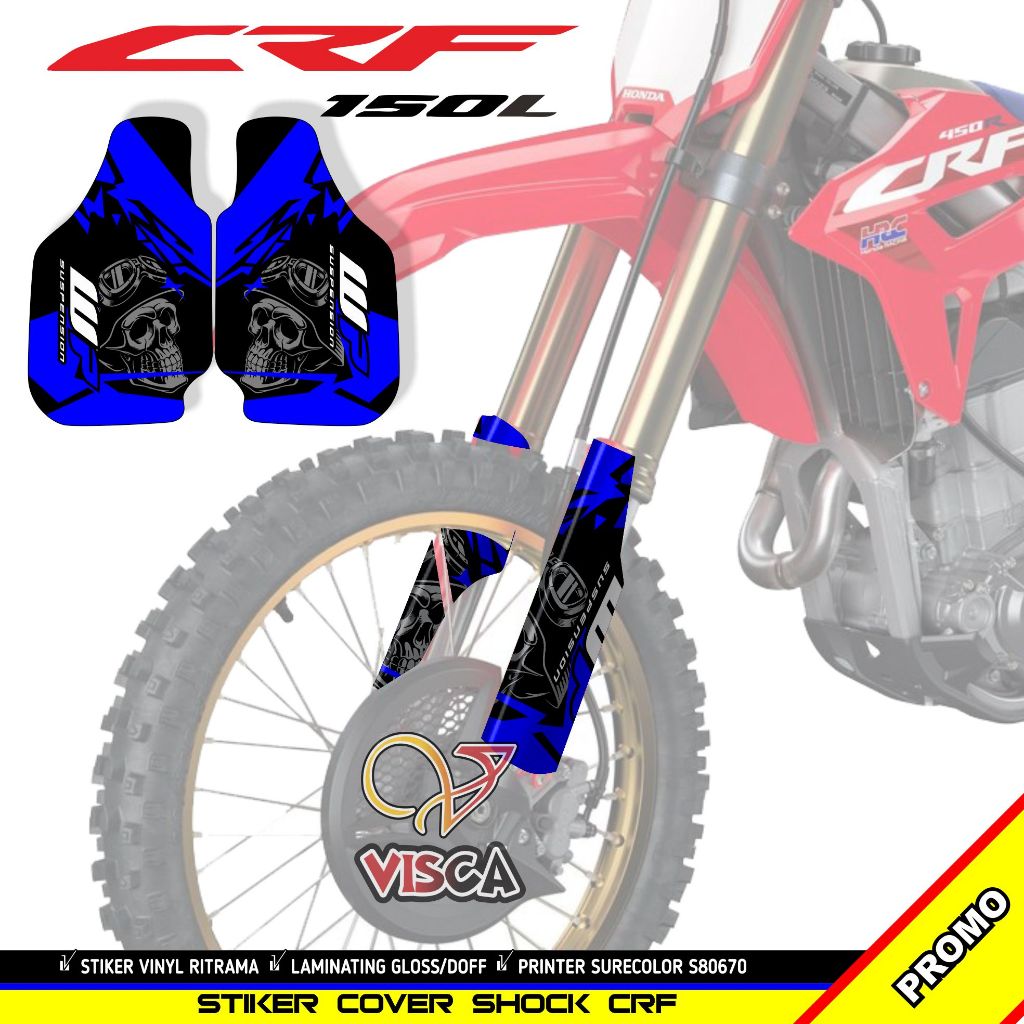 Stiker Cover Shock Honda CRF - Stiker CRF Desain Skull 2