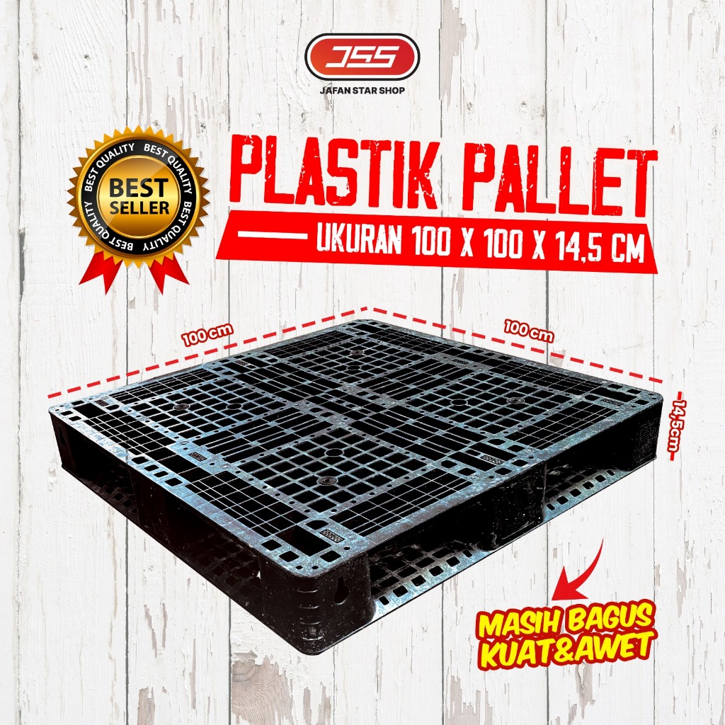 Palet Plastik Bekas Berkualitas 110x110x14 Pallet Model Kaki Tatakan Untuk Barang Gudang