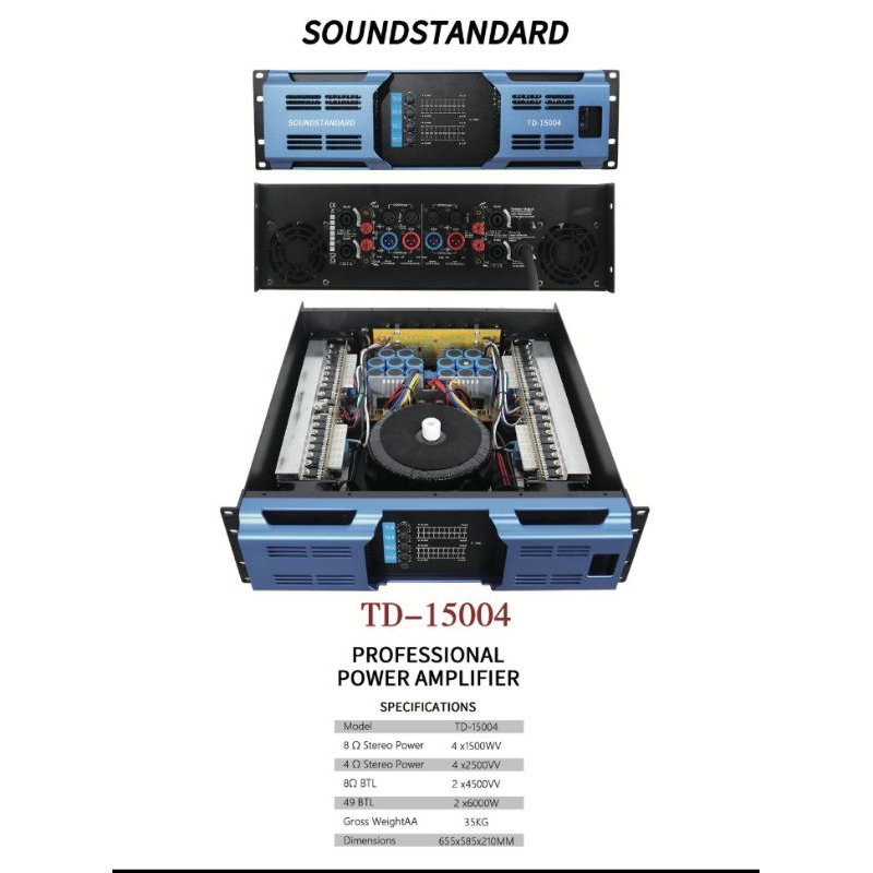 Power amplifier soundstandard TD 15004 4channel 4x1500 watt