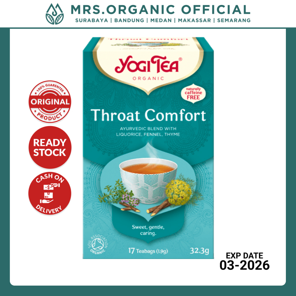 

Teh Herbal Kesehatan Imun Organik Yogi Tea Organic Throat Comfort 32,3g