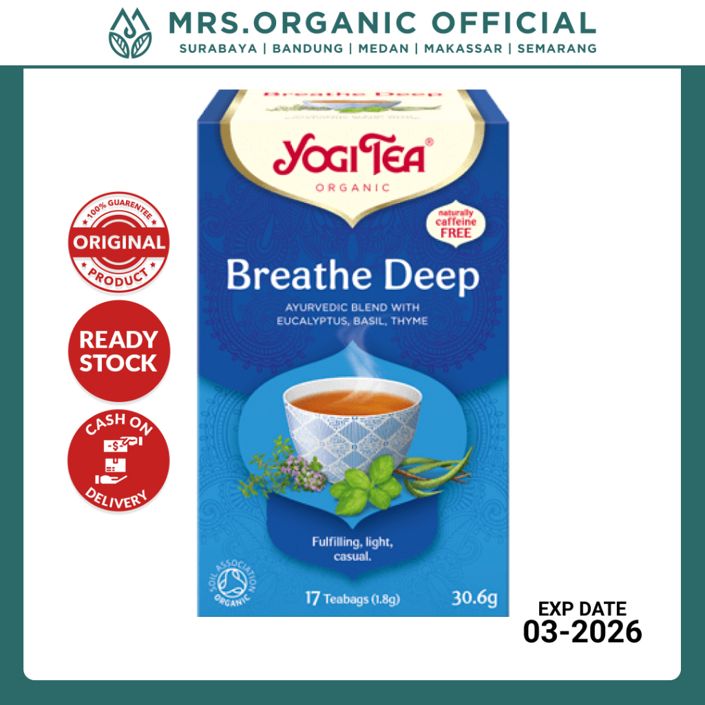 

Teh Herbal Kesehatan Imun Organik YOGI TEA Organic Breathe Deep Tea 34gr - Bebas Kafein