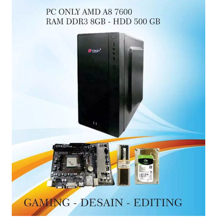 pc gaming desain edit amd A8 7600 ssd 120gb ram 8gb Hdd 500gb