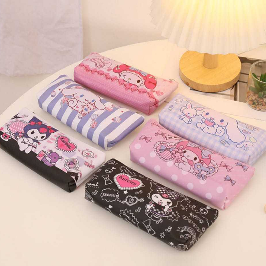 

Tempat Pensil Sanrio Kuromi Cinnamoroll dompet koin Multifungsi persegi Tempat Pensil Anak Cute Kanvas