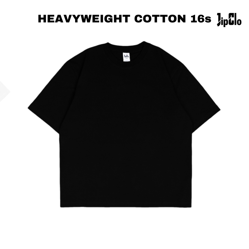 JipClo Kaos Polos Oversized Unisex Pria Wanita T-shirt Hitam Heavyweight Cotton 16s Boxy Cut