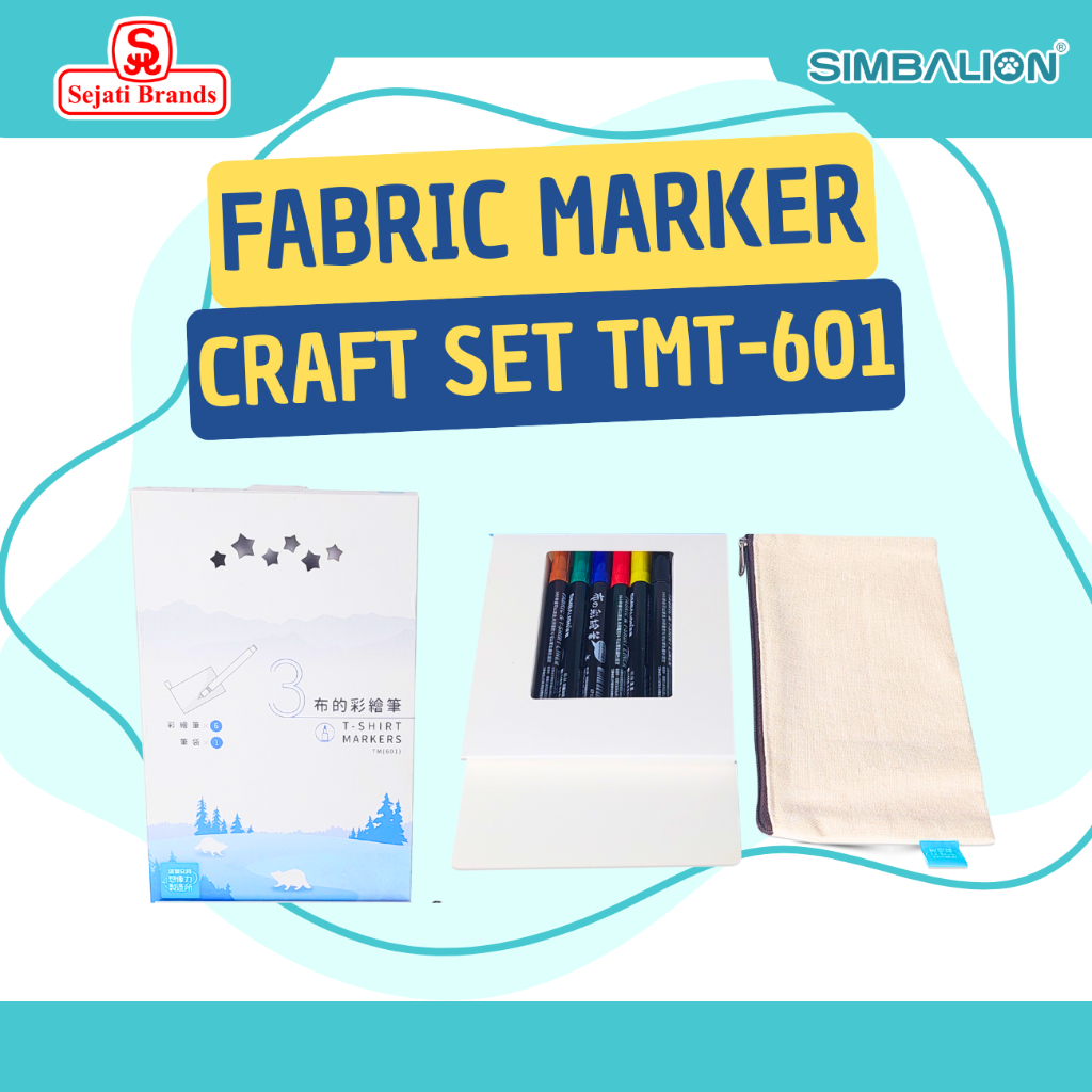 

SIMBALION Spidol Kain Permanent Fabric Marker Craft Set6 Warna TM-601