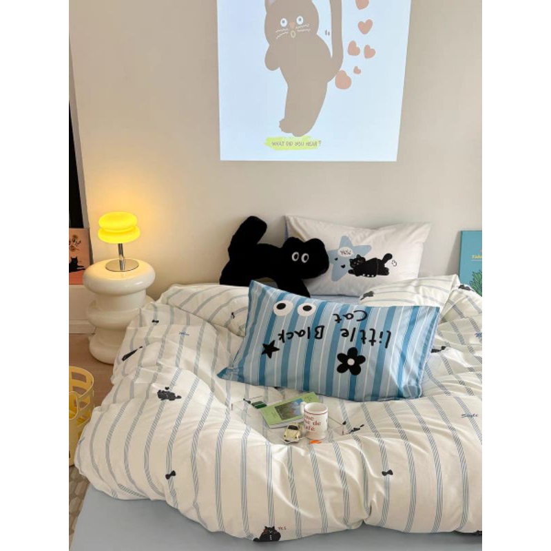 Little Cat Sprei Set Sprei Aesthetic Korea Bedding Set