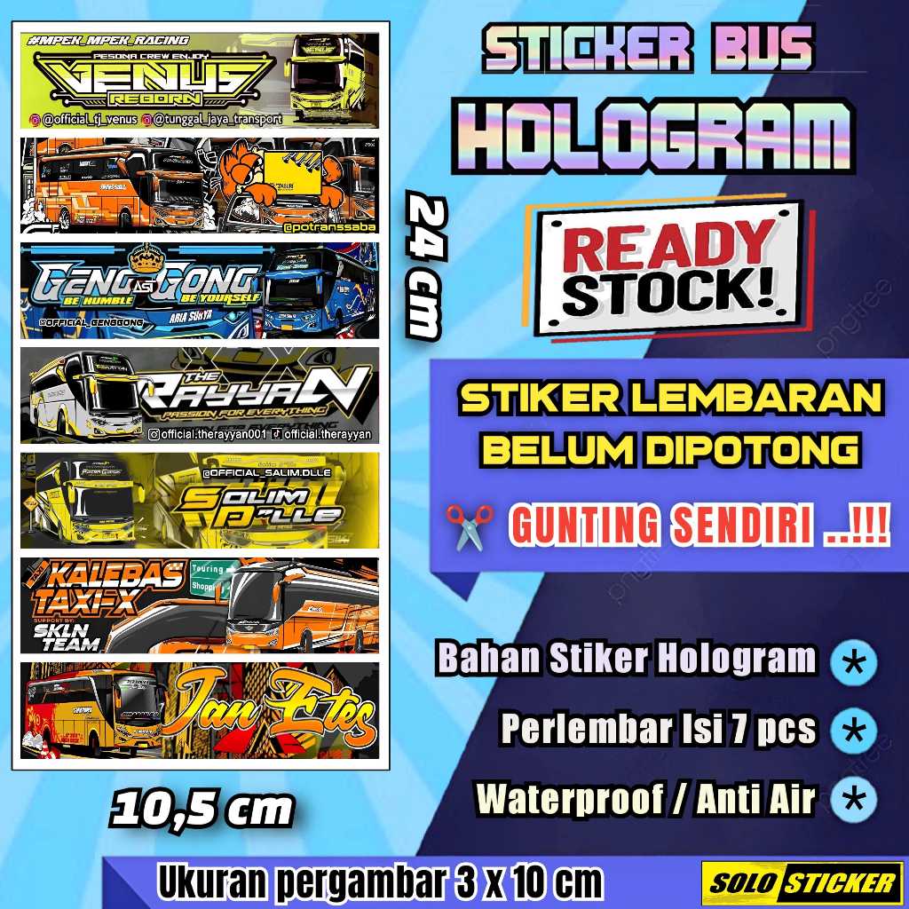 

Stiker Bus Hologram Lembaran Isi 7pc Sticker Bis Venus Garfield Genggong The Rayyan Salim D Liem