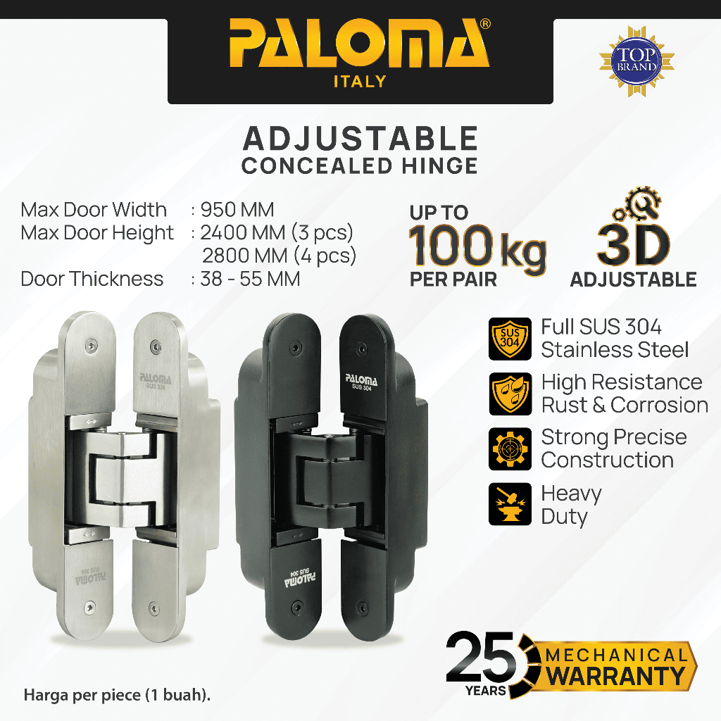 PALOMA Engsel Tanam Invisible Concealed Hinge Pintu Jendela Kayu Door Window 3D Adjustable Stainless