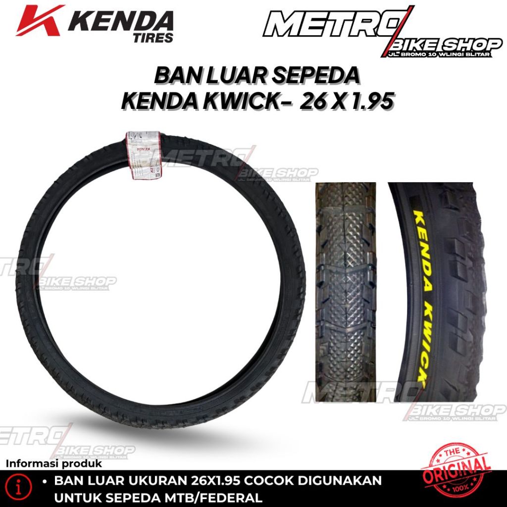 Ban Luar Sepeda Kenda Kwick 26 x 1.95 Ban Luar Sepeda Gunung Ban Luar Sepeda MTB Federal Kenda K879