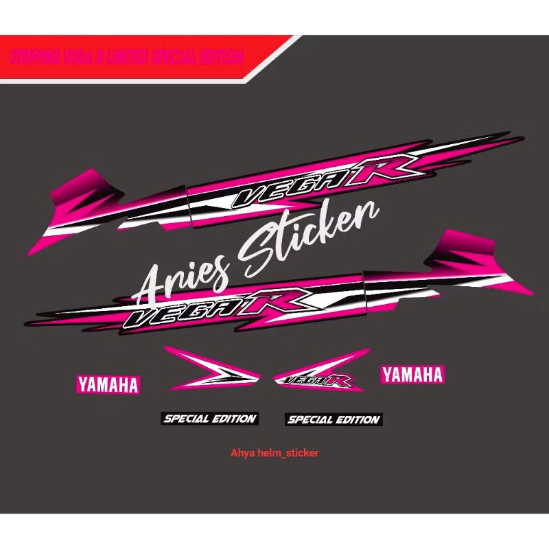 Sticker striping motor vega r lama custom model fiz r limited spesial edition custom malaysia pink L