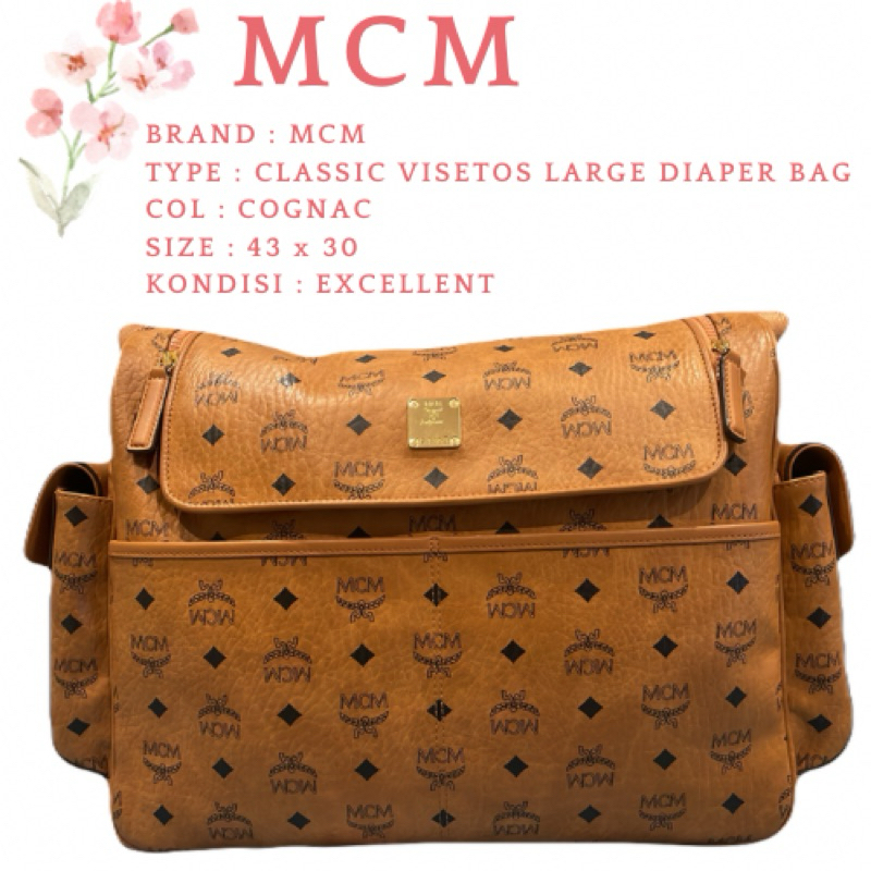 MCM Classic Visetos Large Diaper Bag Cognac - AUTHENTIC 100%