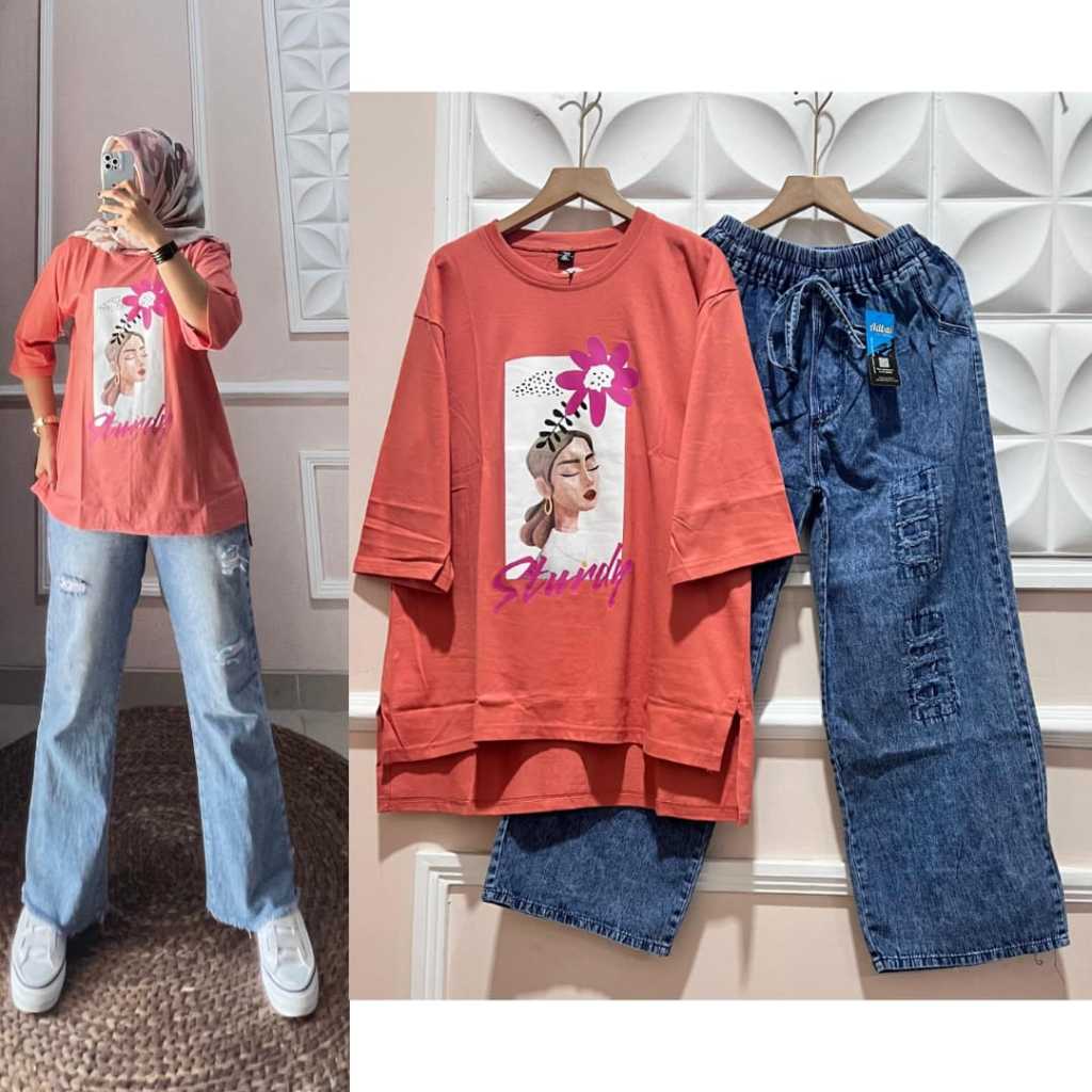 Set Kulot Jeans JUMBO/Paket Hemat/bisa COD/ Pakaian Wanita