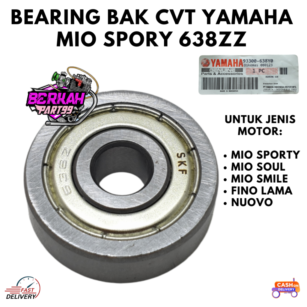 BEARING LAHER LAHAR 638 ZZ BAK CVT MIO SPORTY FINO NUOVO MIO SMILE KUALITAS ORIGINAL