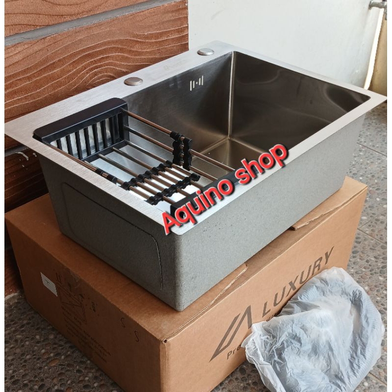 Wastafel bak cuci piring kitchen sink 1 lubang stailess SUS 304 ukuran 60cm×45cm×22cm.(SINK ONLY)