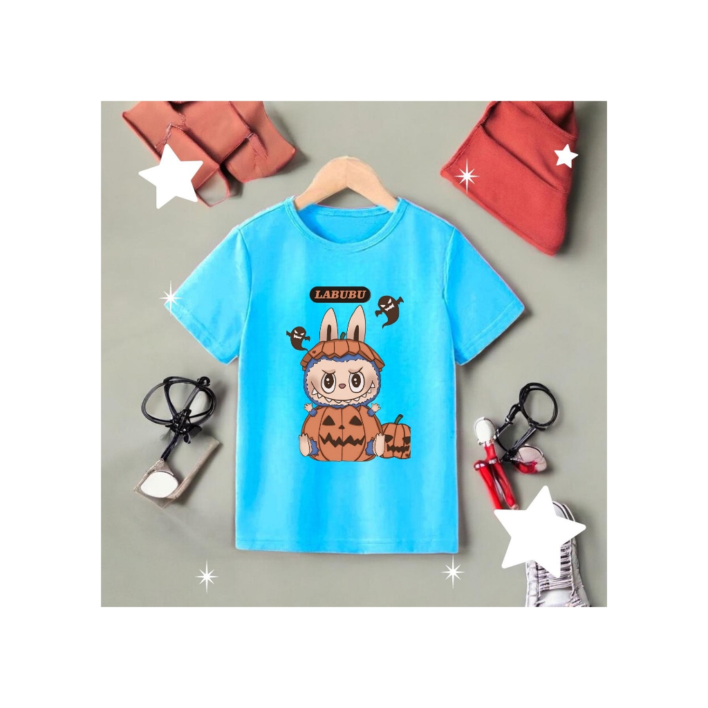 BabyDo Tshirt Kaos Anak Motif LABUBU HELLOWEEN/Baju Atasan Anak Laki Laki & Perempuan Usia 2-10 Tahu