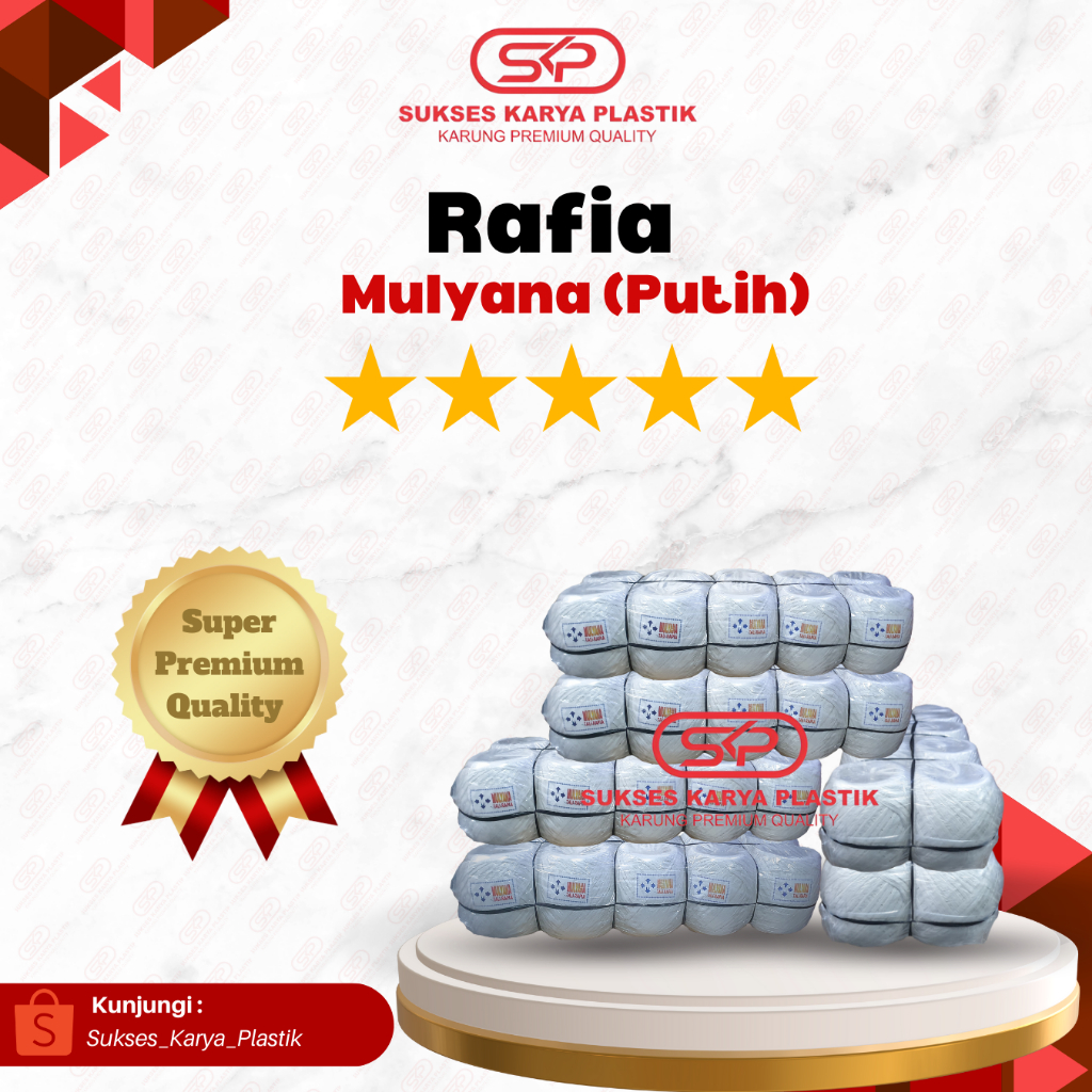 

TALI RAFIA MULYANA PUTIH 1 BALL (10 ROLL) TALI PLASTIK RAFIA PUTIH