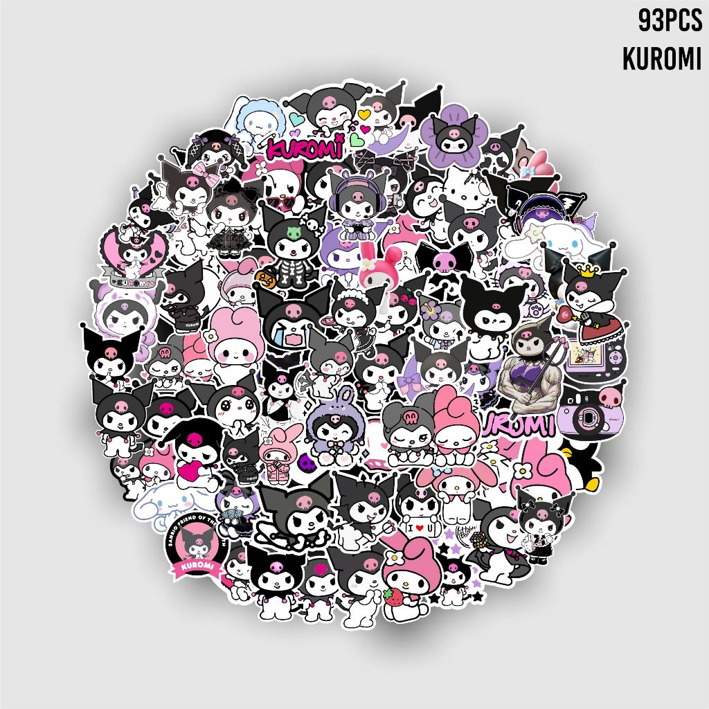 

93Pcs Sticker Pack Kuromi - Stiker Kuromi Waterproof Anti Minyak Anti Gores