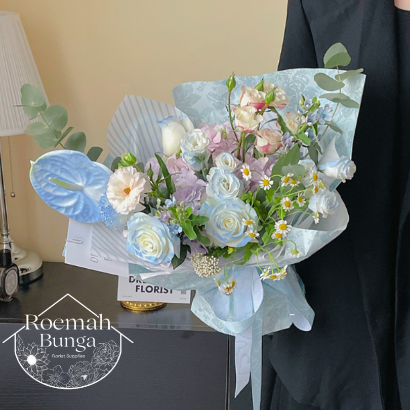 

[LBR] Kertas Emboss Motif Bunga 52*58cm / Bungkus Buket Bunga Florist Kado