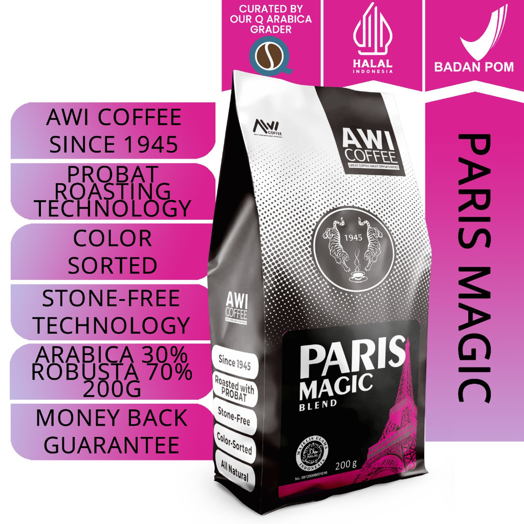 

Awi Coffee Paris Magic Blend For Cafe 200Gr Biji | Arabika Robusta | Bean/Ground