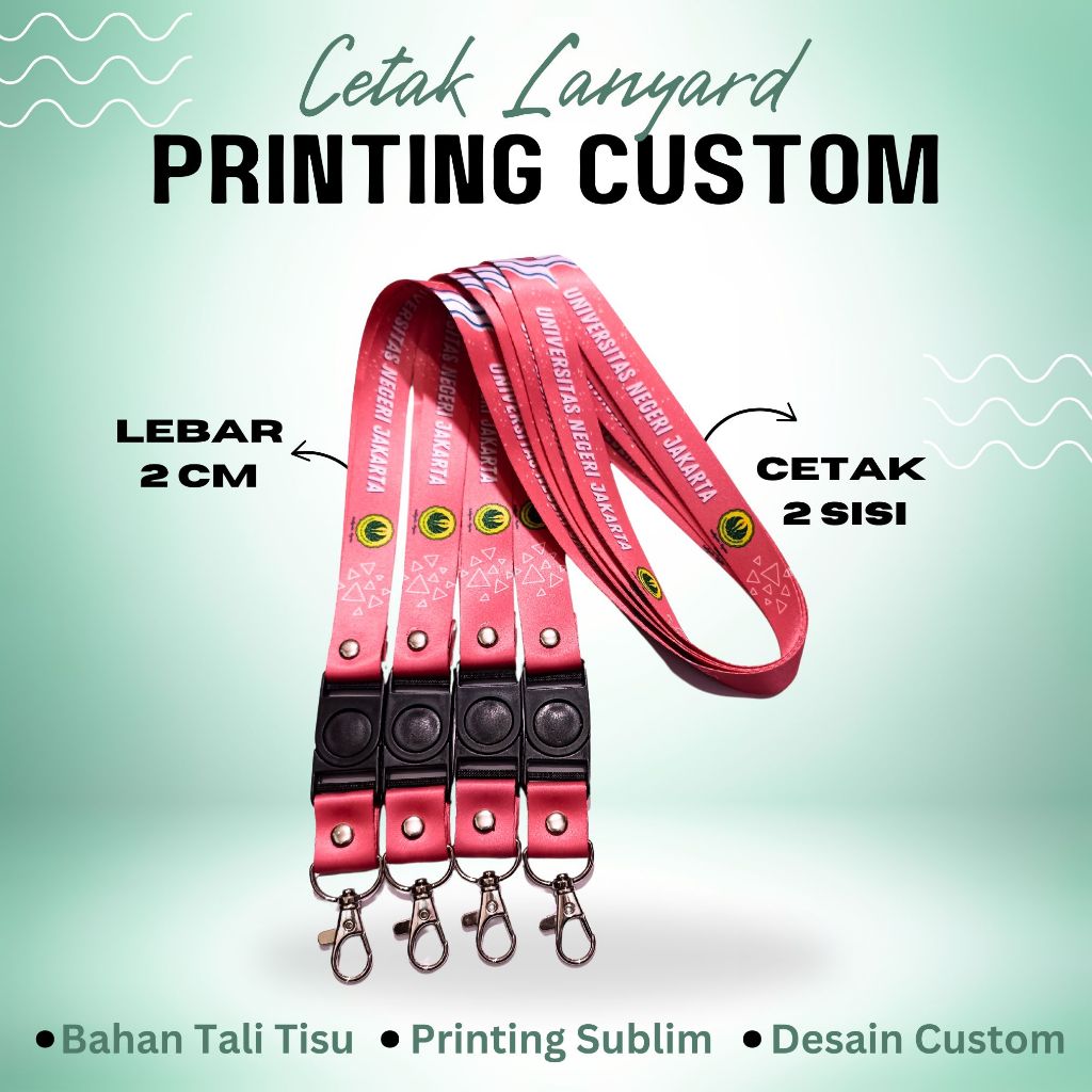 

SATUAN LANYARD 2CM 2 SISI BAHAN TALI TISU / GANTUNGAN ID CARD