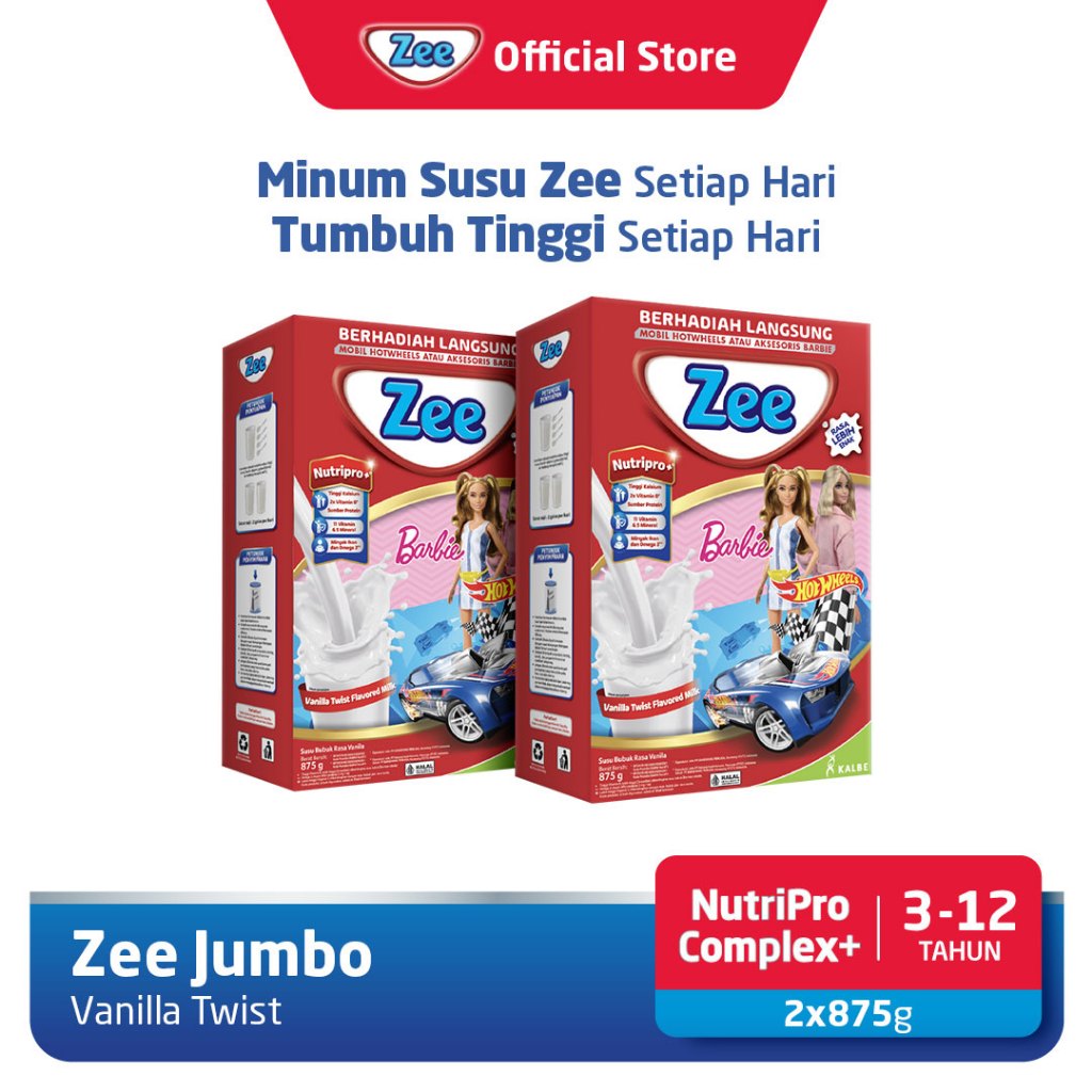 

Zee Reguler Jumbo Vanilla Twist Milk 875gr (2 Pack)