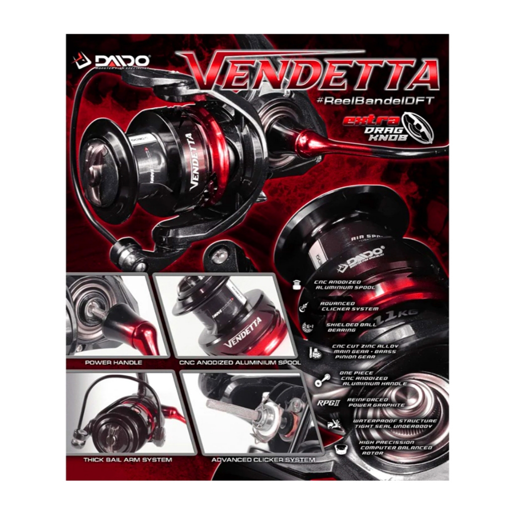 Reel DAIDO VENDETTA Power Handle One Piece 1000-6000 RED EDITION