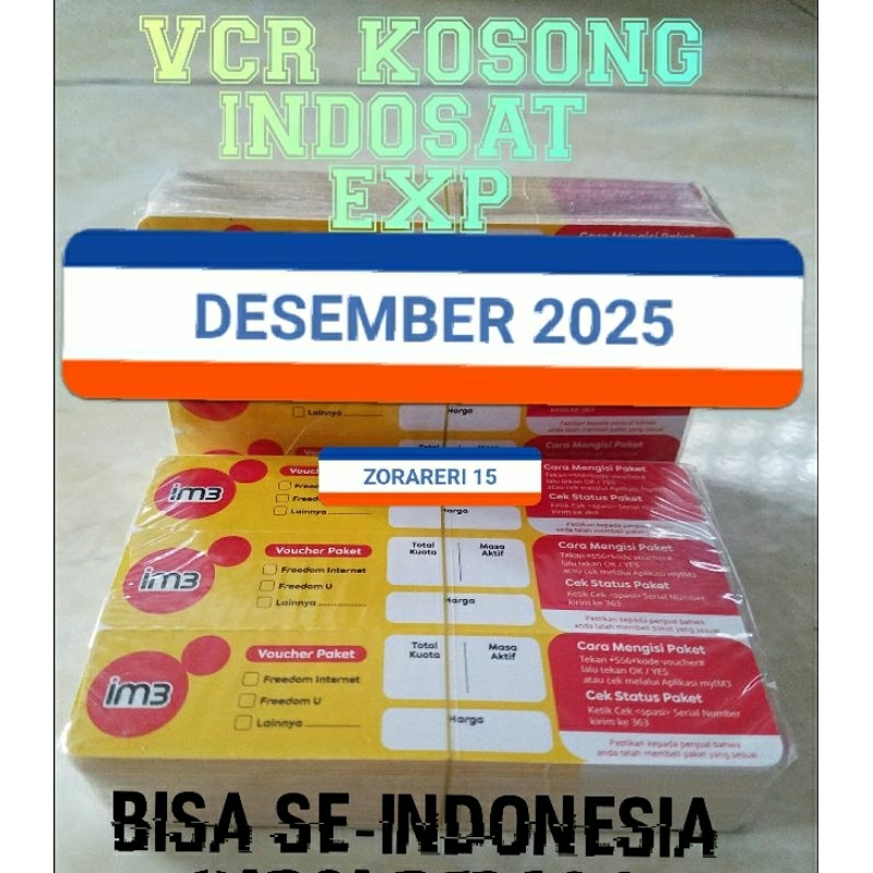 VCR INDOSAT KOSONG PER 51 SN/Pcs Nasional (MURAH) Exp DESEMBER 2025