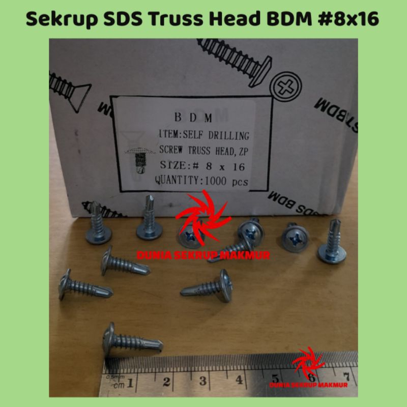 (50 pcs) Sekrup Roofing Truss Head SDS 8x16mm / Skrup Truss Head 1.5CM