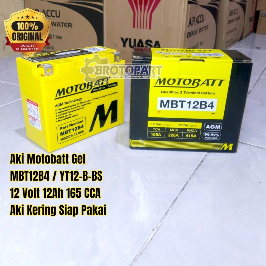 Aki Motor Triumph Boneville, Scambler, Truxton, MOTOBATT GEL MBT12B4 MF Aki Kering
