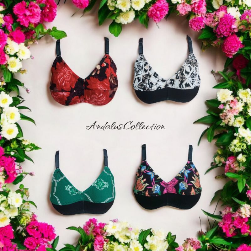 Bra bunga Push Up Tanpa Kawat Wanita Bikini Sport Beha Lingerie Korea Fashion Bralette Remaja dewasa
