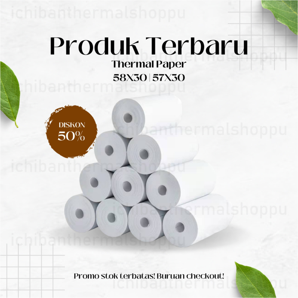

KERTAS THERMAL 58MM 57x30 TERMAL EDC THERMAL PAPER PRINTER BLUETOOTH 58MM 58x30 STRUK MINI CORELESS