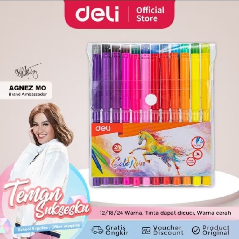 

Deli Spidol Felt pen Warna 24 Dapat Dicuci 1.0mm-24 Warna EC10023