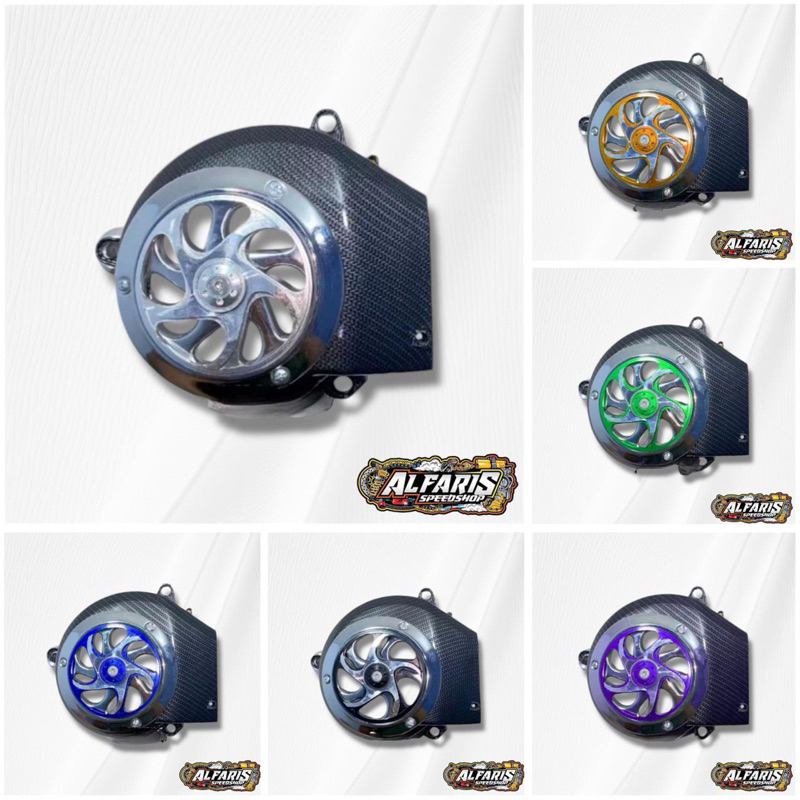 Tutup cover kipas mesin carbon hidrograpic set spinner croem pnp mio sporty mio smile