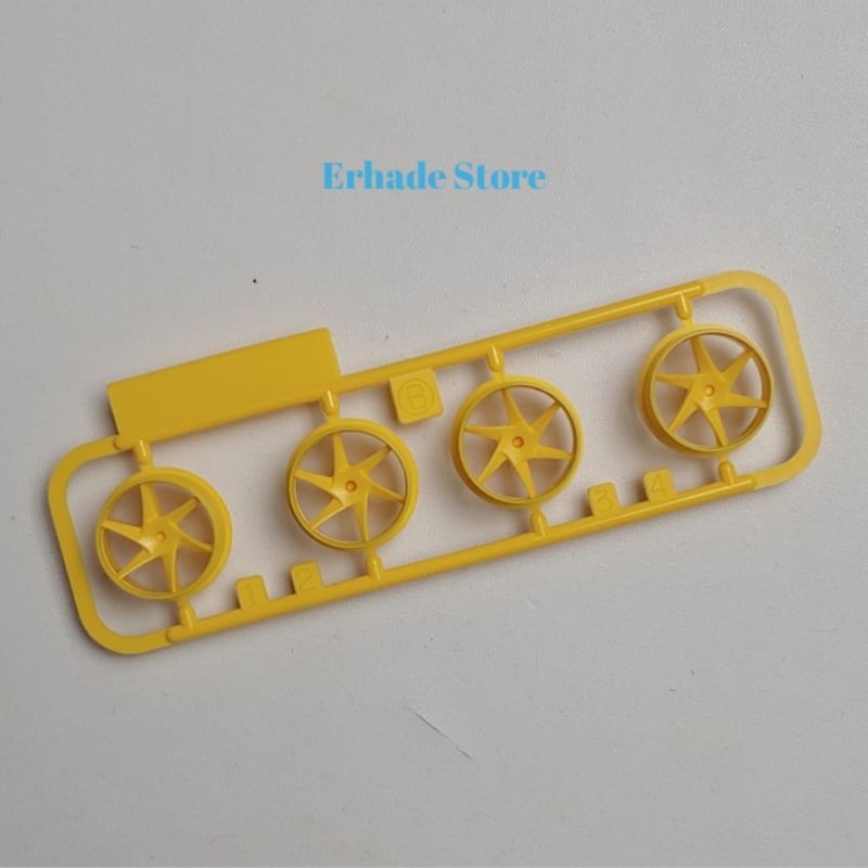 Tamiya Velg Medium Spiral 6 Spoke Kuning Loose Kit