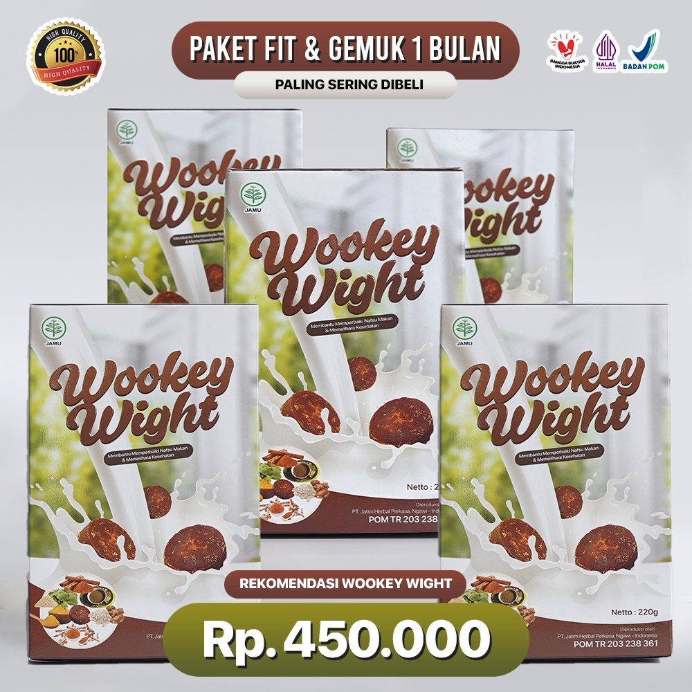 

(5 BOX) Wookey Weight - Susu Penambah Berat Badan 5pcs Paket Fit dan Gemuk Ampuh