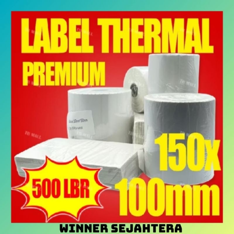 

Kertas stiker Thermal label Stiker 100 mm x 150 mm 500 pch roll ukuran 6A resi berkode