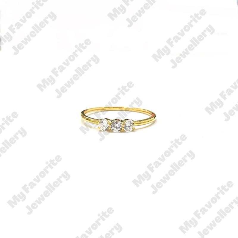 Cincin Tiga Solitaire Ringan Uk18 EMAS ASLI Kadar 700 16K