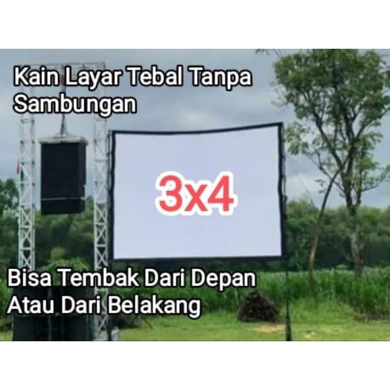 Kain Layar Proyektor / Screen Proyektor Ukuran 3x4 Meter Tanpa Sambungan Bisa Tembak Depan Belakang 