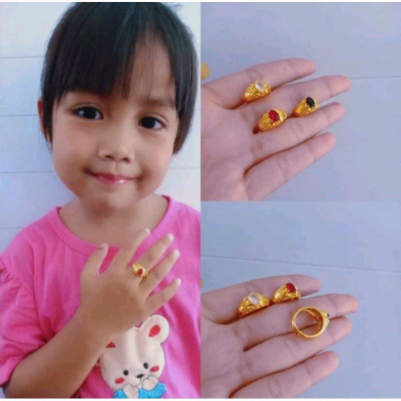 Cincin Anak titanium terbaru lapis emas 24k anti karat anti luntur