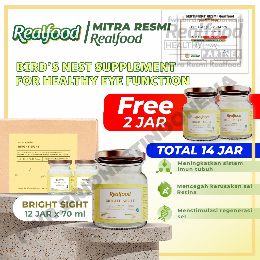 

Realfood Bright Sight 12 Jar Minuman Sarang Burung Walet + Vitamin Mata FWR Indo Birdnest