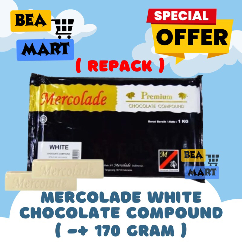 

Mercolade White Chocolate Compound 170gr 1kg | Repack Coklat Putih Kemasan