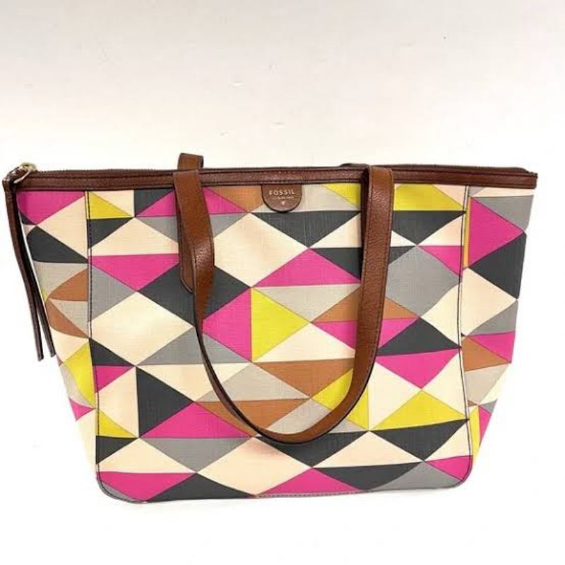 Preloved F0ssil Tote Bag Sidney Shopper Multipink